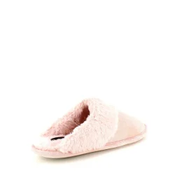 Rosa hjemmesko med synlig pelskant