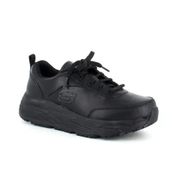 Skechers Work i sort skind med max cushioning såler