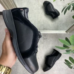 Skind gåsko fra Green Comfort med elastik snørre og god svangstøtte