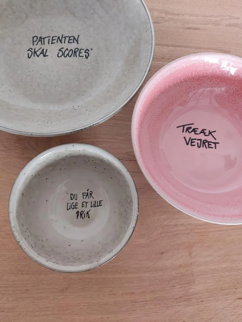 Skål, pink/grå, 7xø13 cm