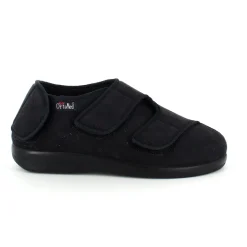 Sko med velcro og bred pasform og regulerbar hælrem