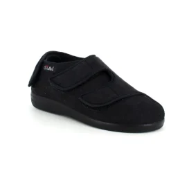 Sko med velcro og bred pasform og regulerbar hælrem