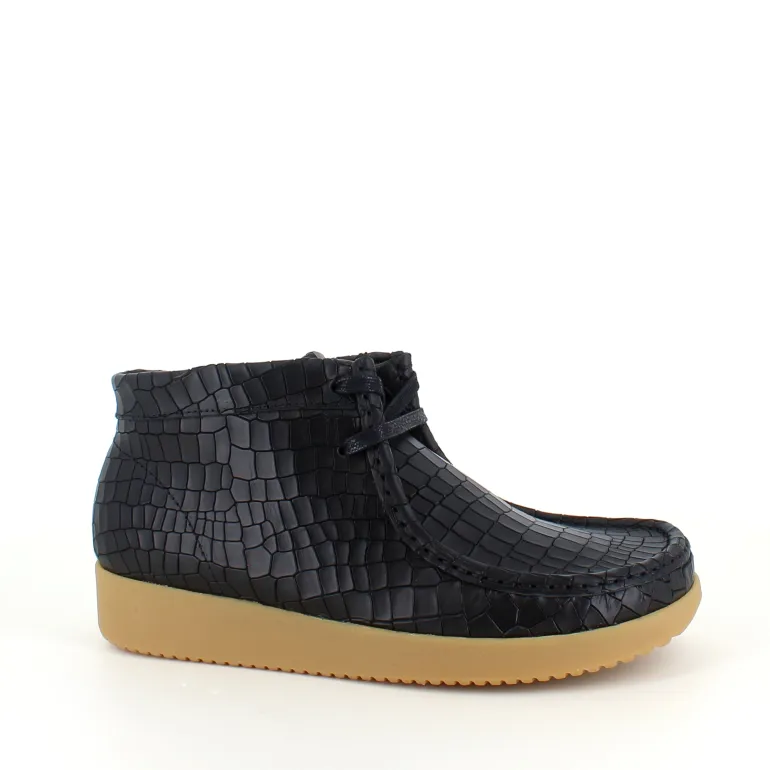 Sort krokodillemønstret støvlet i skind fra Nature