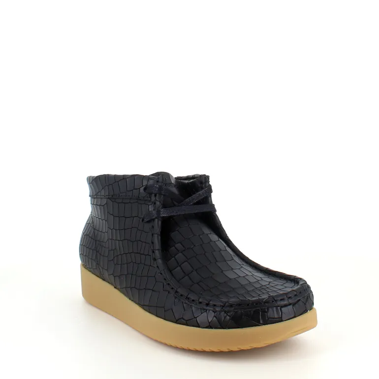 Sort krokodillemønstret støvlet i skind fra Nature