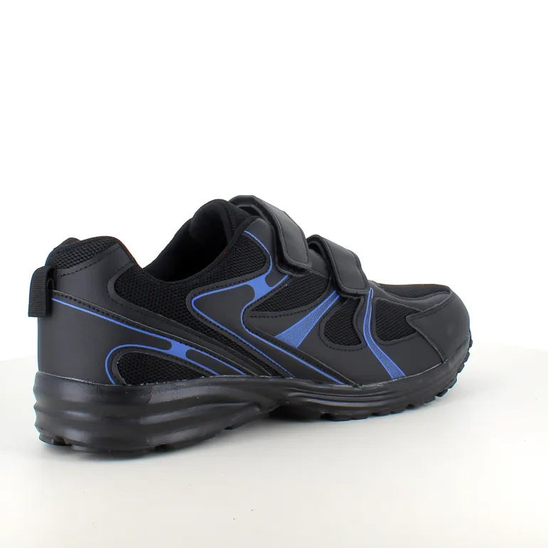 Sort letvægtssko med velcroremme og stødabsorberende sål