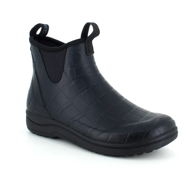 Sort mønstret luksus gummistøvle med svangstøtte