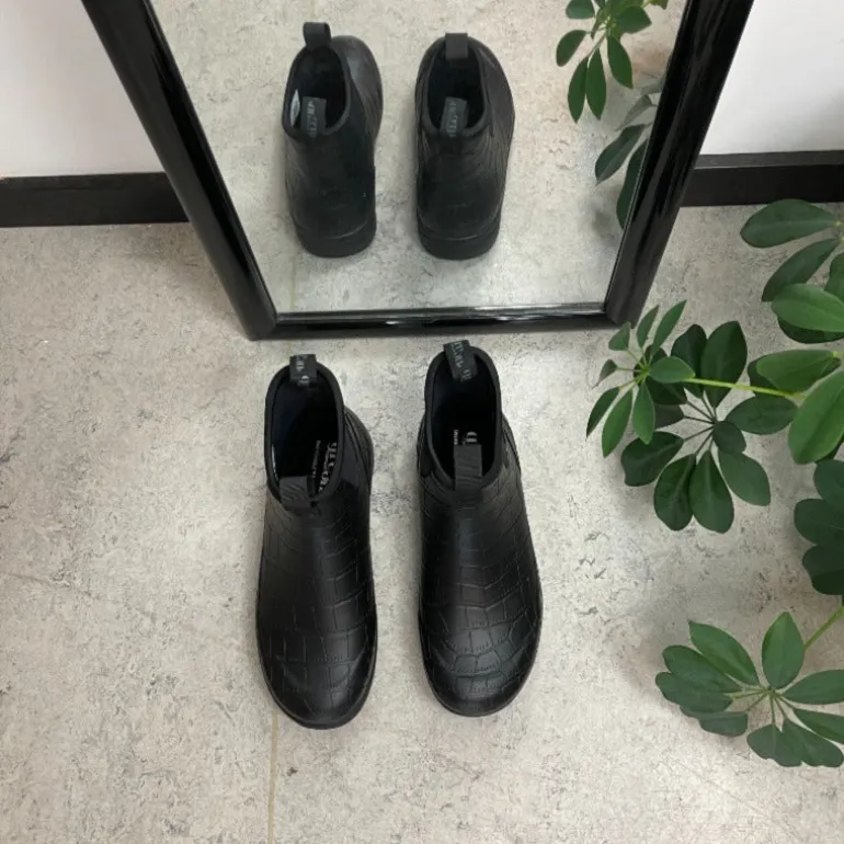 Sort mønstret luksus gummistøvle med svangstøtte