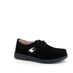 Sort ruskindssko med velcrolukning og gummisål