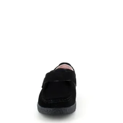 Sort ruskindssko med velcrolukning og gummisål