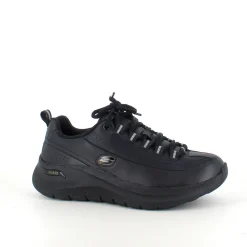 Sort Skechers med glat skind overflade