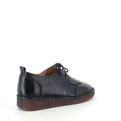 Sort skind snøresko med god stødabsorbering