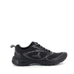 Sort sko med sort bund, ekstra svang og stødabsorbering