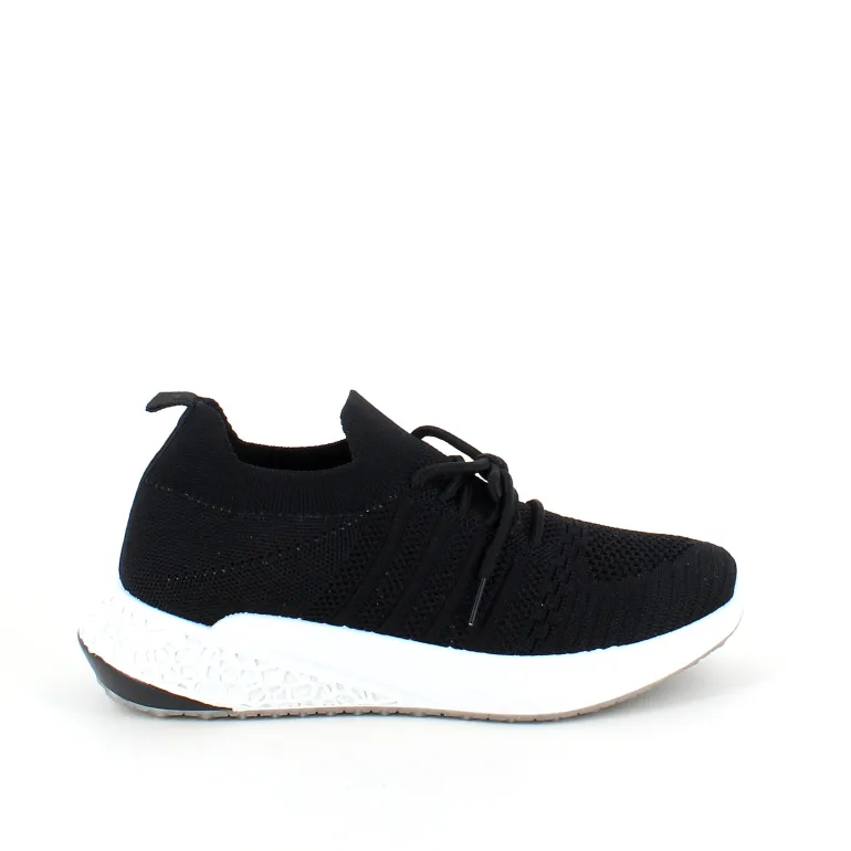 Sort slip on sko med strikket overdel og god stødabsorbering