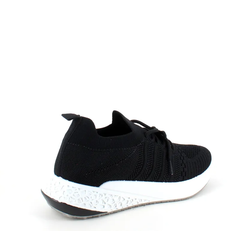 Sort slip on sko med strikket overdel og god stødabsorbering