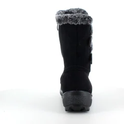 Sort støvle med fin pelsdetalje.