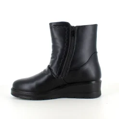 Sorte damestøvletter med varmt for og 2 lynlåse – komfortabel PU-sål og praktisk design