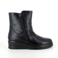 Sorte damestøvletter med varmt for og 2 lynlåse – komfortabel PU-sål og praktisk design