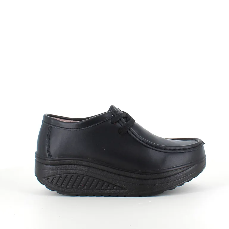 Sorte skindsko med gængesål og svangstøtte