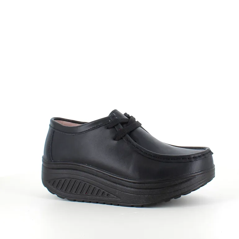 Sorte skindsko med gængesål og svangstøtte