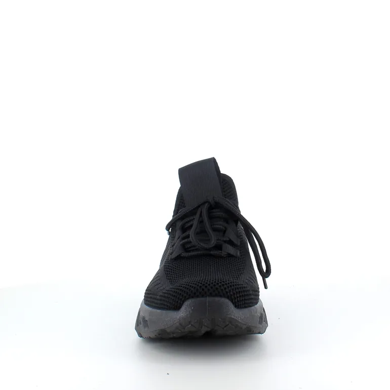 Sorte slip-on sko med strikoverdel