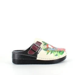 Træsko med papegøjeprint