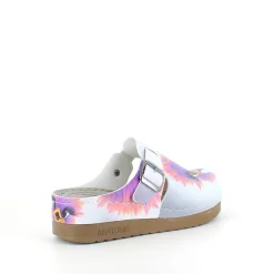 Træsko med print af en glad struds