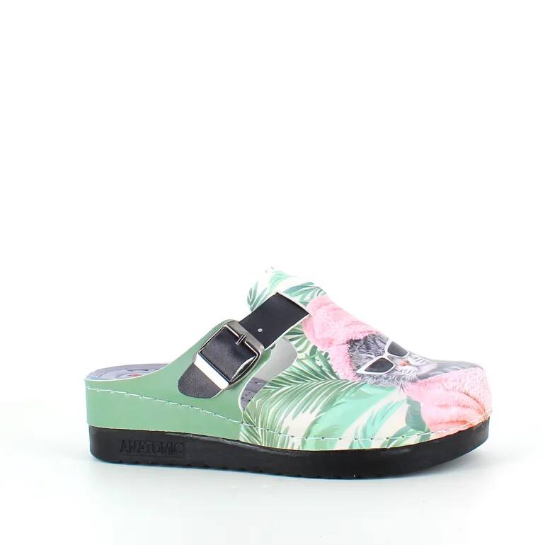 Træsko med print en cool kat