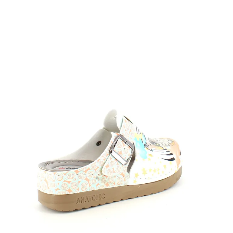 Træsko med ugle print