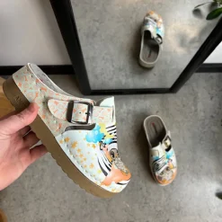 Træsko med ugle print