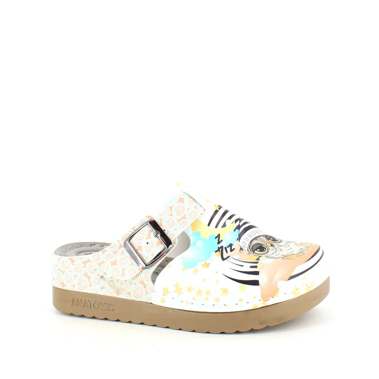 Træsko med ugle print