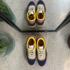 Woden multifarvet sneaker med mesh, læder & ruskind – udtagelig korkindersål & fleksibel rågummisål